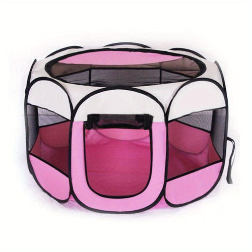 1pc Foldable Octagon Pet Playpen Tent, Oxford Cloth, Scratch-Resistant, For Cats & Dogs, Traditional Style, Indoor/Outdoor Puppy & Kitten Enclosure Christmas Gift
