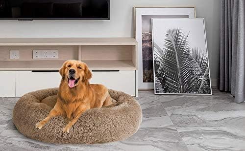 MFOX Calming Dog Bed Cat Bed Donut, Faux Fur | ObaPet