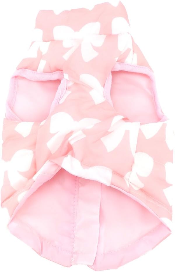 SMALLLEE_LUCKY_STORE Small Dog Cat Winter Coat Harness Jacket with D-ring Boy Girl Pet Puppy Comfort Padded Bomber Vest No Pull Chihuahua Clothes Pink Bows XS