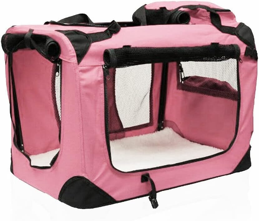Petbarn Portable Soft Fabric Pet Carrier Folding Dog Cat Puppy Travel Transport Bag (Medium, Grey)