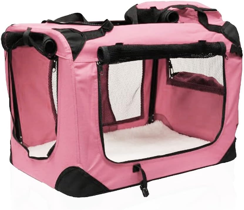 Petbarn Portable Soft Fabric Pet Carrier Folding Dog Cat Puppy Travel Transport Bag (Medium, Grey)