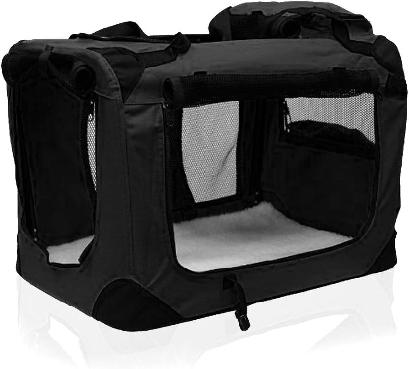Petbarn Portable Soft Fabric Pet Carrier Folding Dog Cat Puppy Travel Transport Bag (Medium, Grey)