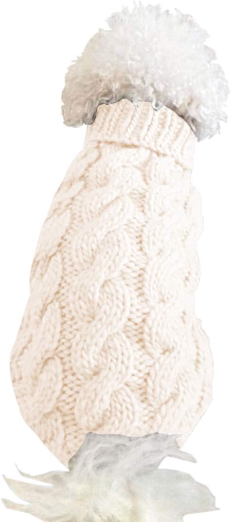 Pet Dog Turtleneck Knitting Sweater Coat Winter Warmer Thickening Pullover Knitwear Crochet Coat Clothes for Small Medium Large Dog Puppy Cat (M, Pink)