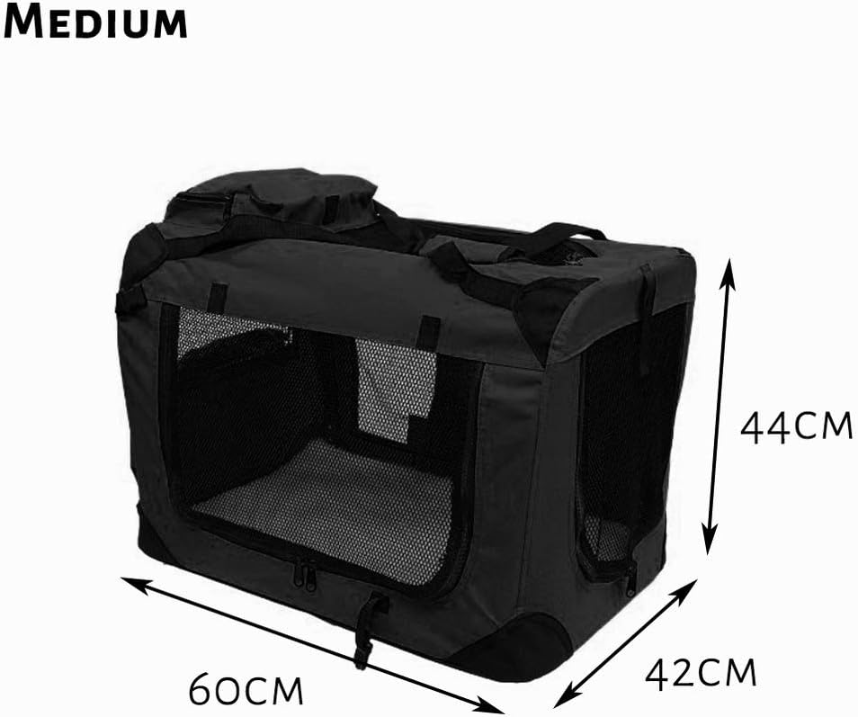 Petbarn Portable Soft Fabric Pet Carrier Folding Dog Cat Puppy Travel Transport Bag (Medium, Grey)