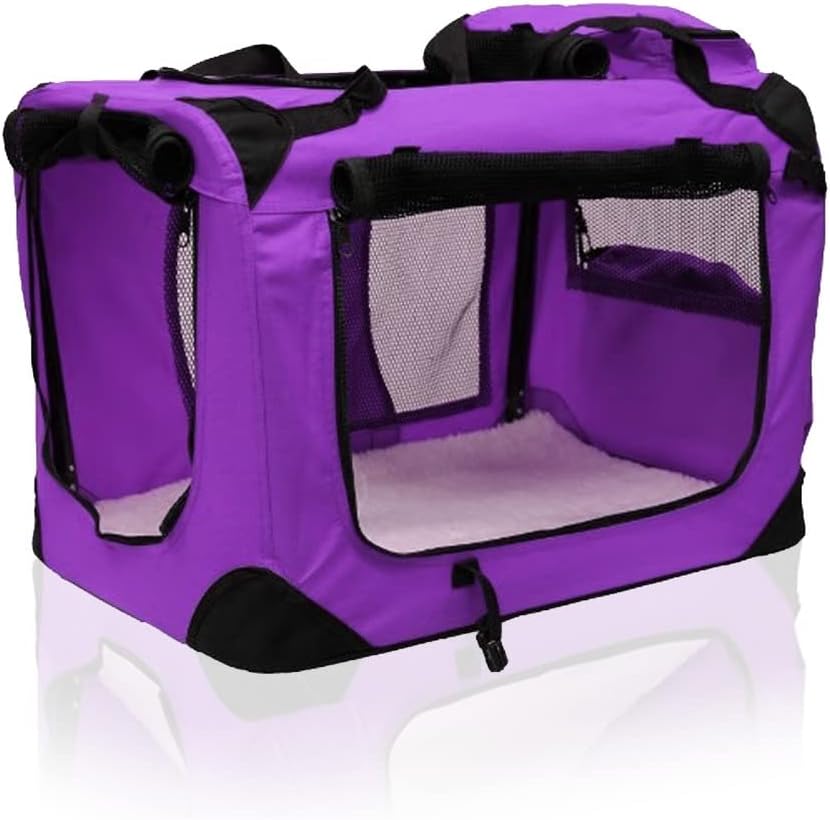 Petbarn Portable Soft Fabric Pet Carrier Folding Dog Cat Puppy Travel Transport Bag (Medium, Grey)