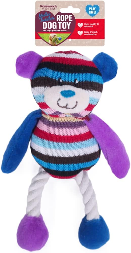 Rosewood Marvin Monkey Dog Toy, brown/tan/blue for All Breed Sizes