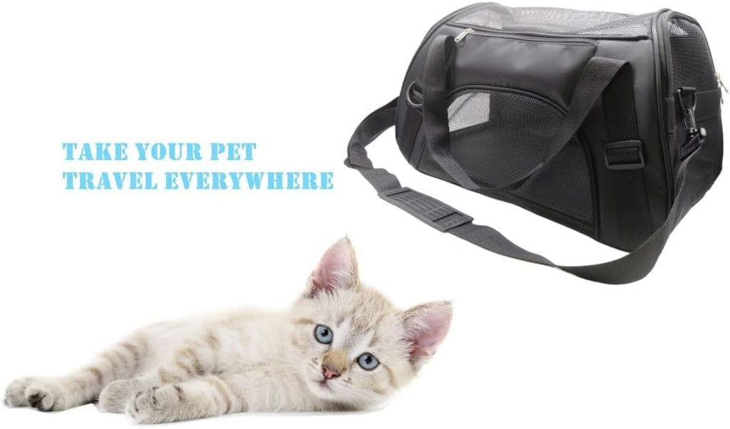 ZvoanSem Pet Carrier Bag,Small Cat Carrier Kitten Puppy little Dog Carrier for Travel Airline Approved Small Animal (Small, Blue)