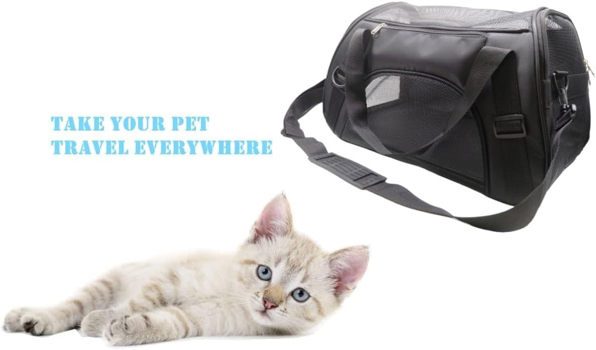 ZvoanSem Pet Carrier Bag,Small Cat Carrier Kitten Puppy little Dog Carrier for Travel Airline Approved Small Animal (Small, Blue)