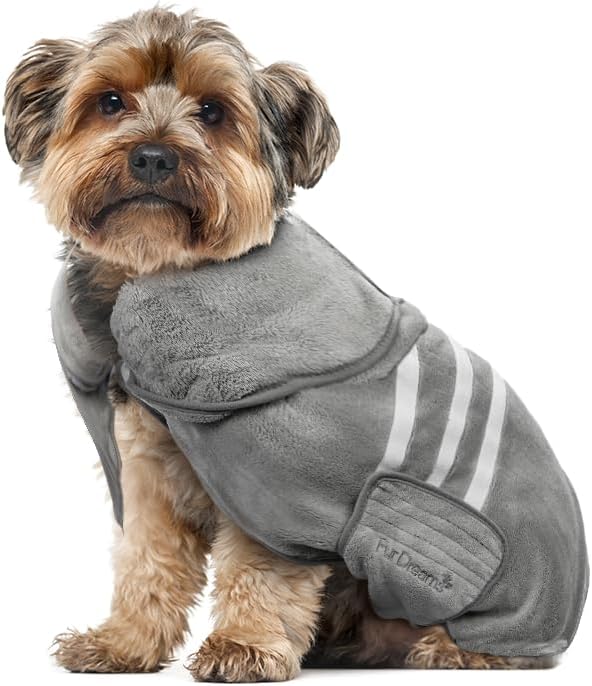FurDreams Dog Robe - Super Absorbent & Quick-Drying Pet Towel, Soft Cozy Fabric for Comfortable Fit, Versatile Use for Home & On-The-Go Dog Bathrobe for Easy Grooming & Drying