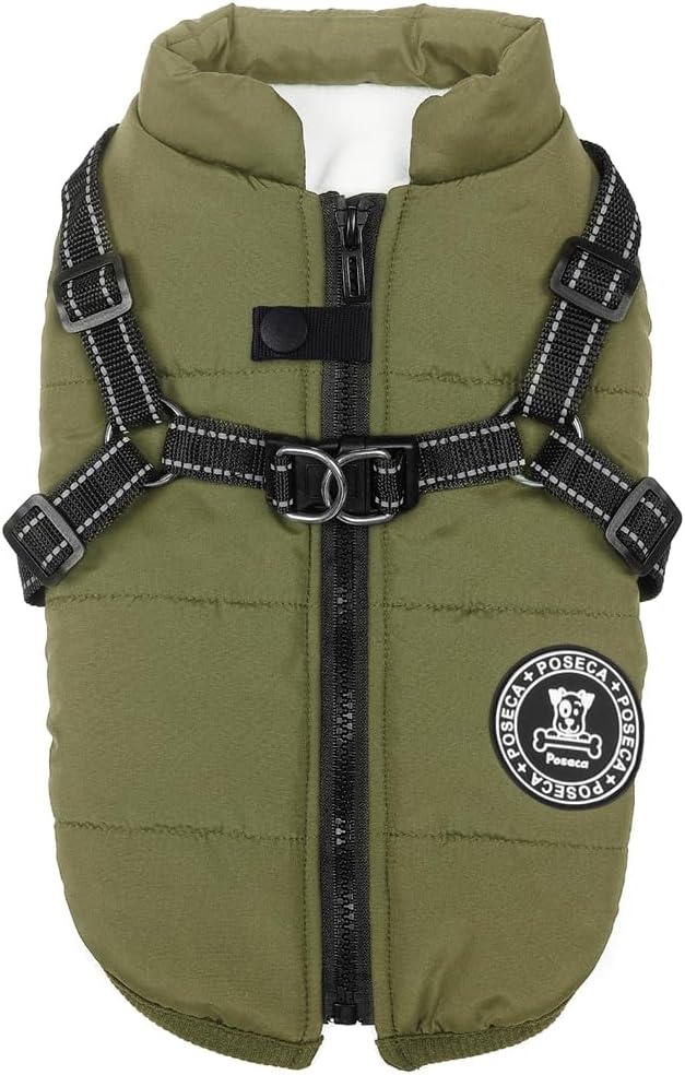 Poseca Dog Clothes for Small Dogs Dog Coat Waterproof Winter Jacket Warm Vest Dog Clothes Dog Coat Warm Winter Dog Jacket with Dog Harness for Small Medium Large Dogs