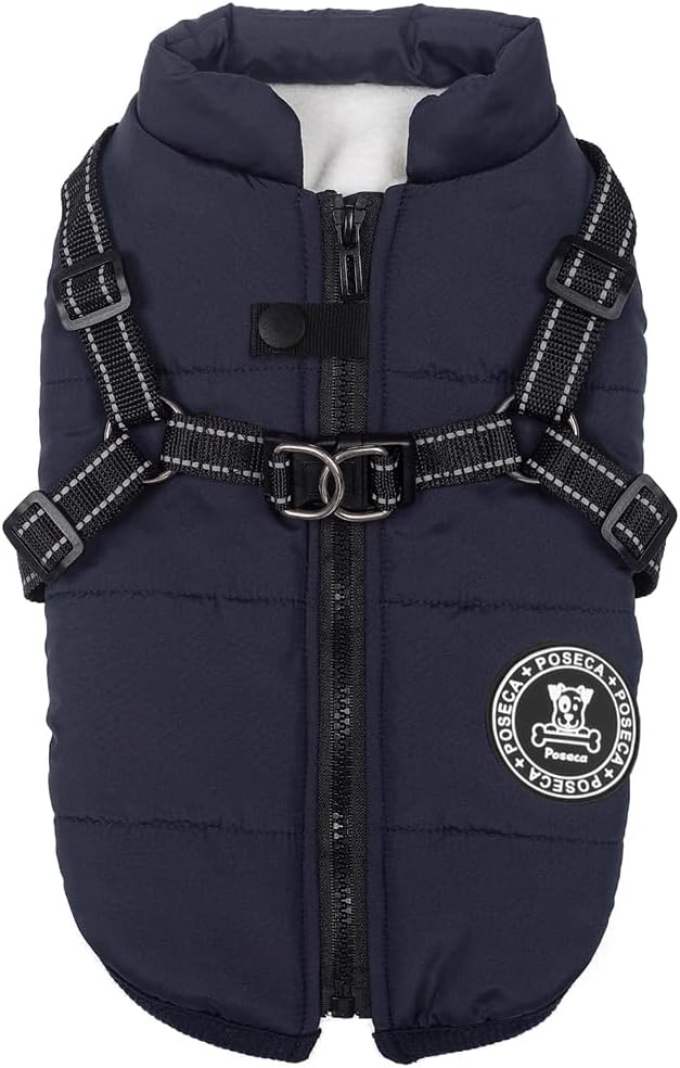 Poseca Dog Clothes for Small Dogs Dog Coat Waterproof Winter Jacket Warm Vest Dog Clothes Dog Coat Warm Winter Dog Jacket with Dog Harness for Small Medium Large Dogs