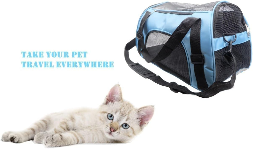 ZvoanSem Pet Carrier Bag,Small Cat Carrier Kitten Puppy little Dog Carrier for Travel Airline Approved Small Animal (Small, Blue)