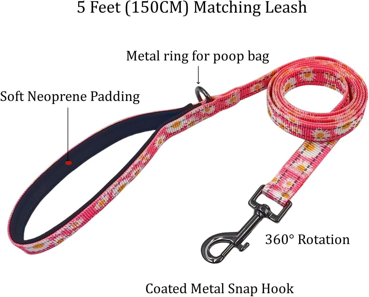 Olahibi Daisy Pattern Dog Collar and Leash | ObaPet