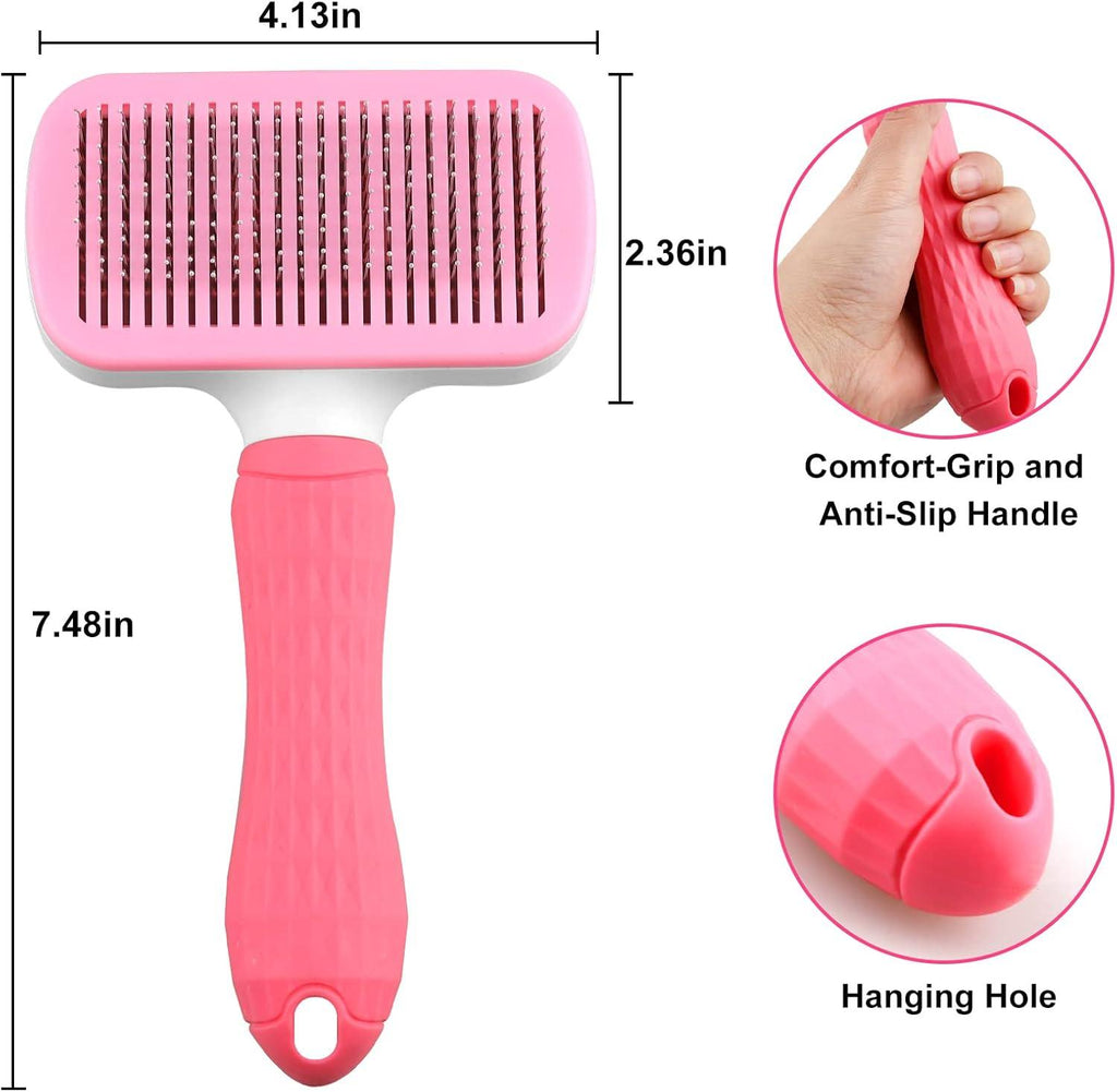 Dog Brush Cat Brush Grooming Comb,Self Cleaning | ObaPet