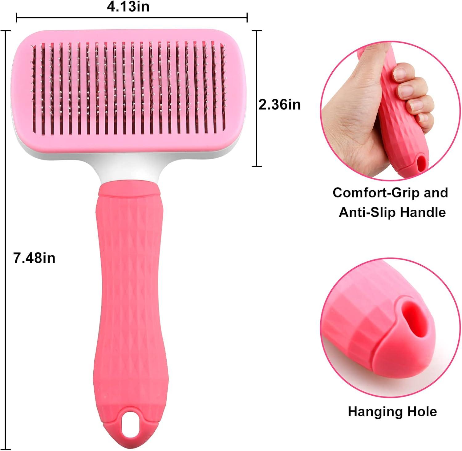 Dog Brush Cat Brush Grooming Comb,Self Cleaning | ObaPet