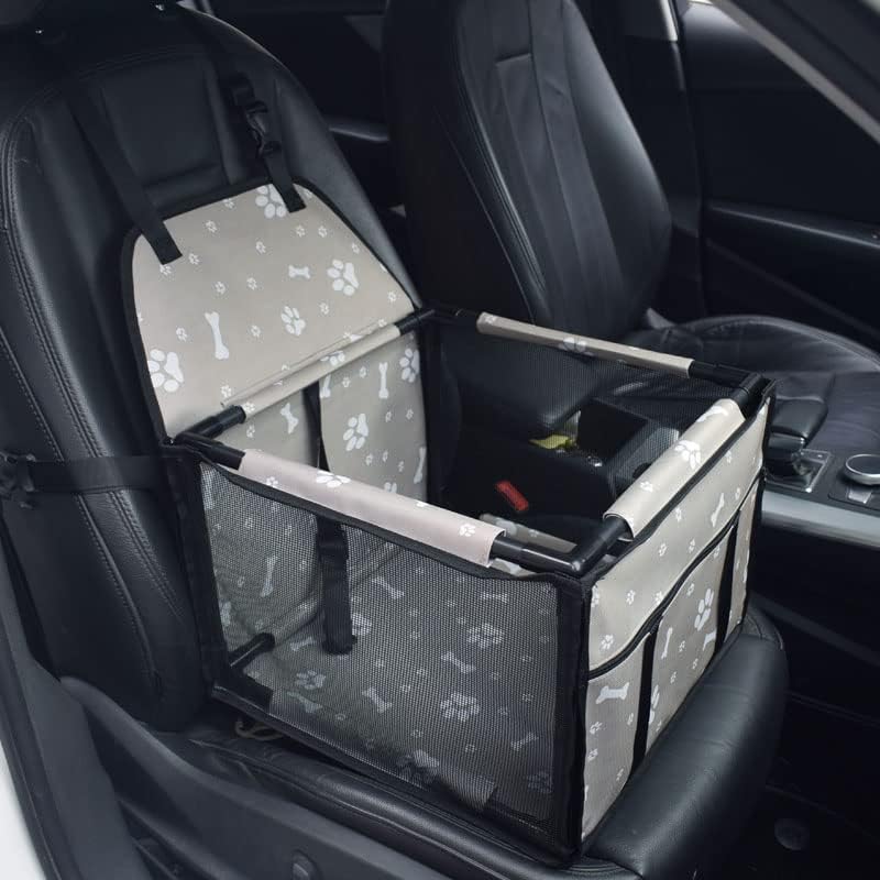 GoBuyer Waterproof Pet Dog Car Seat Booster Carrier with Seat Belt Harness Restraint for Puppy Cat Travel (Paw)