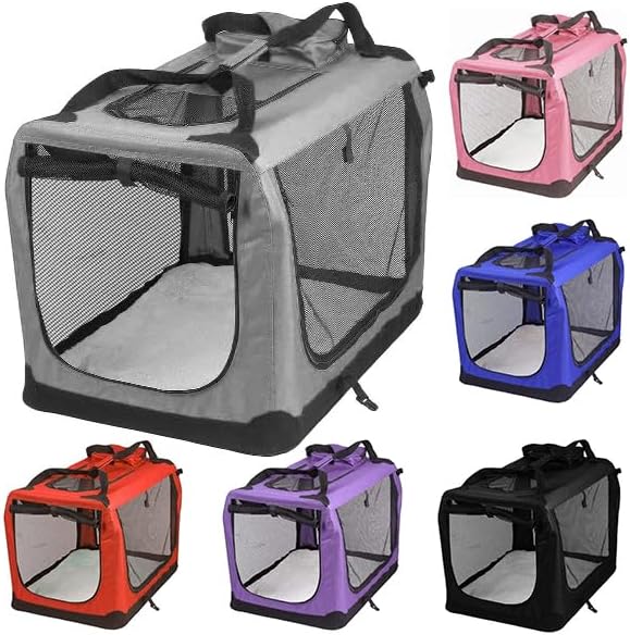 Petbarn Portable Soft Fabric Pet Carrier Folding Dog Cat Puppy Travel Transport Bag (Medium, Grey)