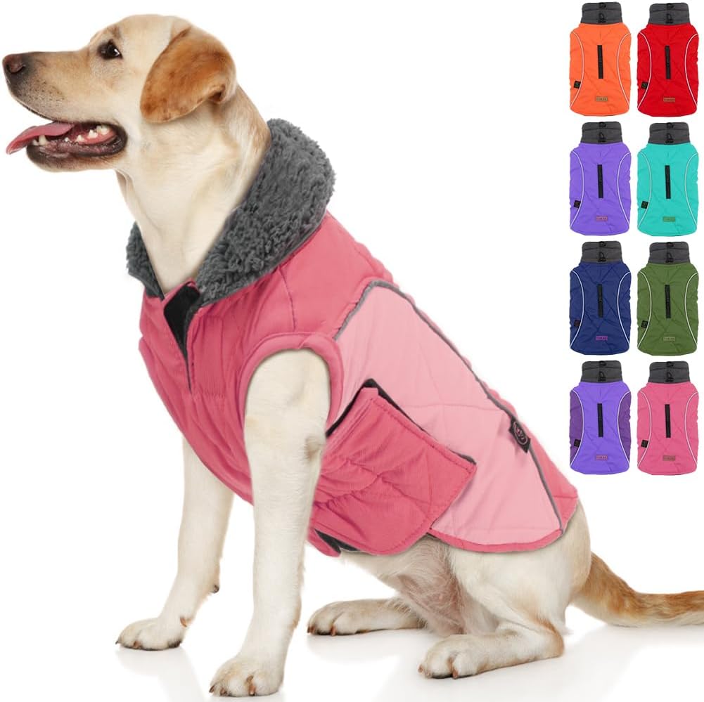 EMUST Winter Dog Coats, Fleece Dog Apparel for Cold Weather, British Style Windproof Warm Dog Jacket for Small Dog Coats for Winter, Dark Blue, XS
