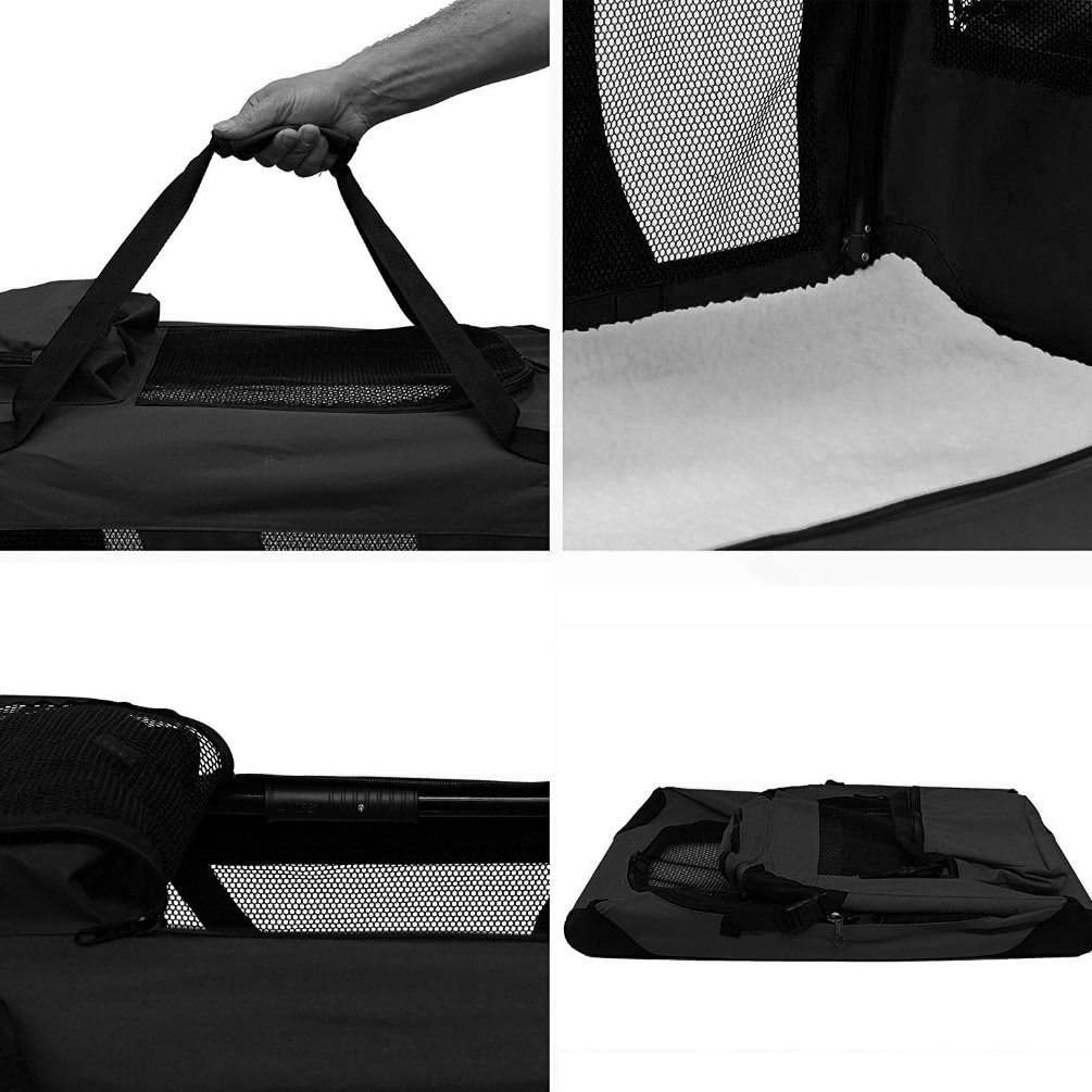Petbarn Portable Soft Fabric Pet Carrier Folding Dog Cat Puppy Travel Transport Bag (Medium, Grey)