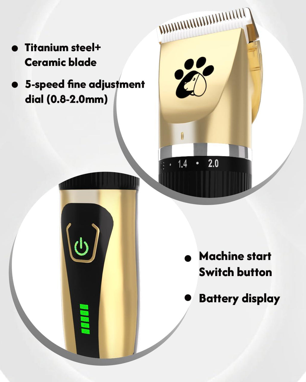 Dog Clippers Cordless, Professional Dog Trimmer, | ObaPet