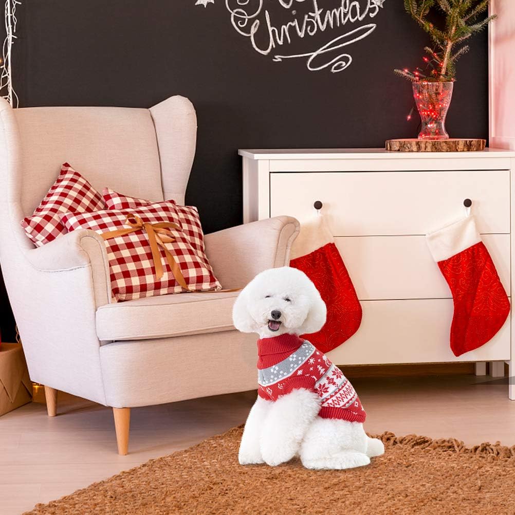 BINGPET Classic Dog Jumper Snowflake Elk Pattern - Soft Thickening Pet Sweater Warm Cat Dog Apparel, Knitwear Pet Winter Clothes Christmas Outfits