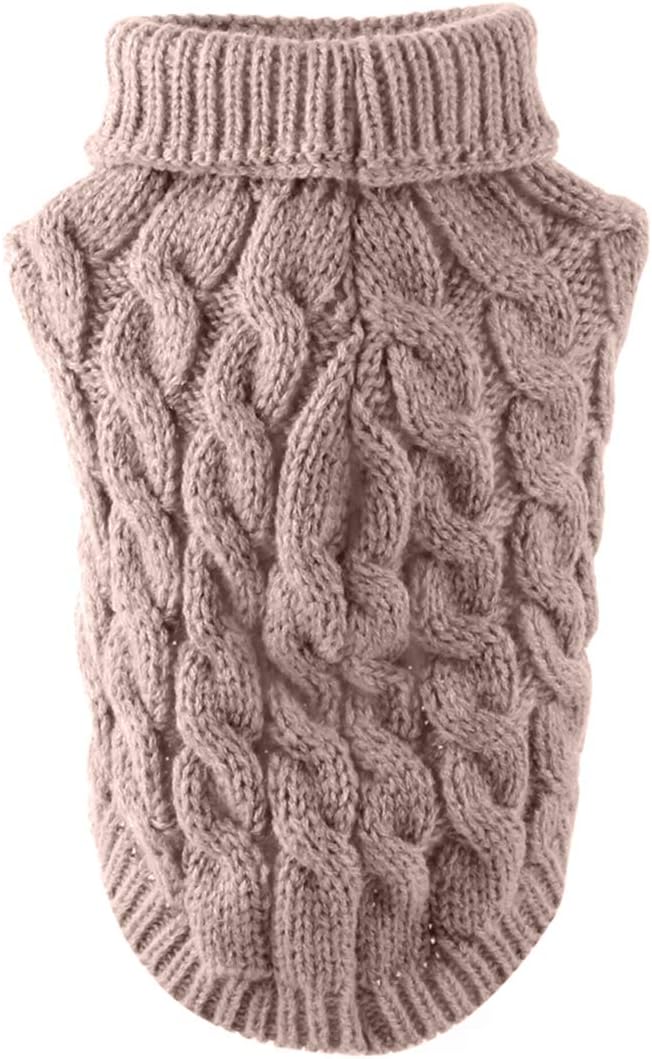 Pet Dog Turtleneck Knitting Sweater Coat Winter Warmer Thickening Pullover Knitwear Crochet Coat Clothes for Small Medium Large Dog Puppy Cat (M, Pink)