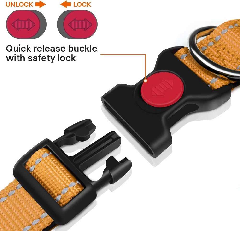 Taglory Reflective Nylon Dog Collar with Safety | ObaPet