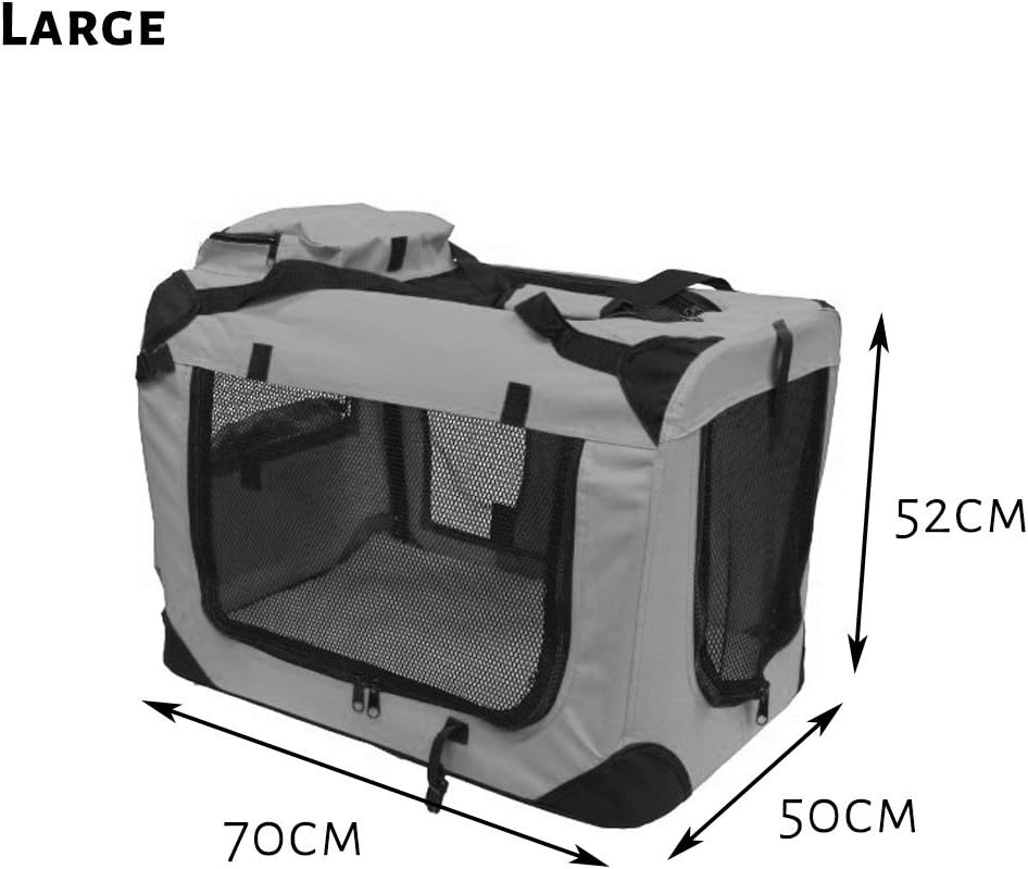 Petbarn Portable Soft Fabric Pet Carrier Folding Dog Cat Puppy Travel Transport Bag (Medium, Grey)