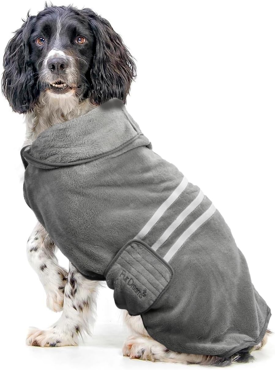FurDreams Dog Robe - Super Absorbent & Quick-Drying Pet Towel, Soft Cozy Fabric for Comfortable Fit, Versatile Use for Home & On-The-Go Dog Bathrobe for Easy Grooming & Drying
