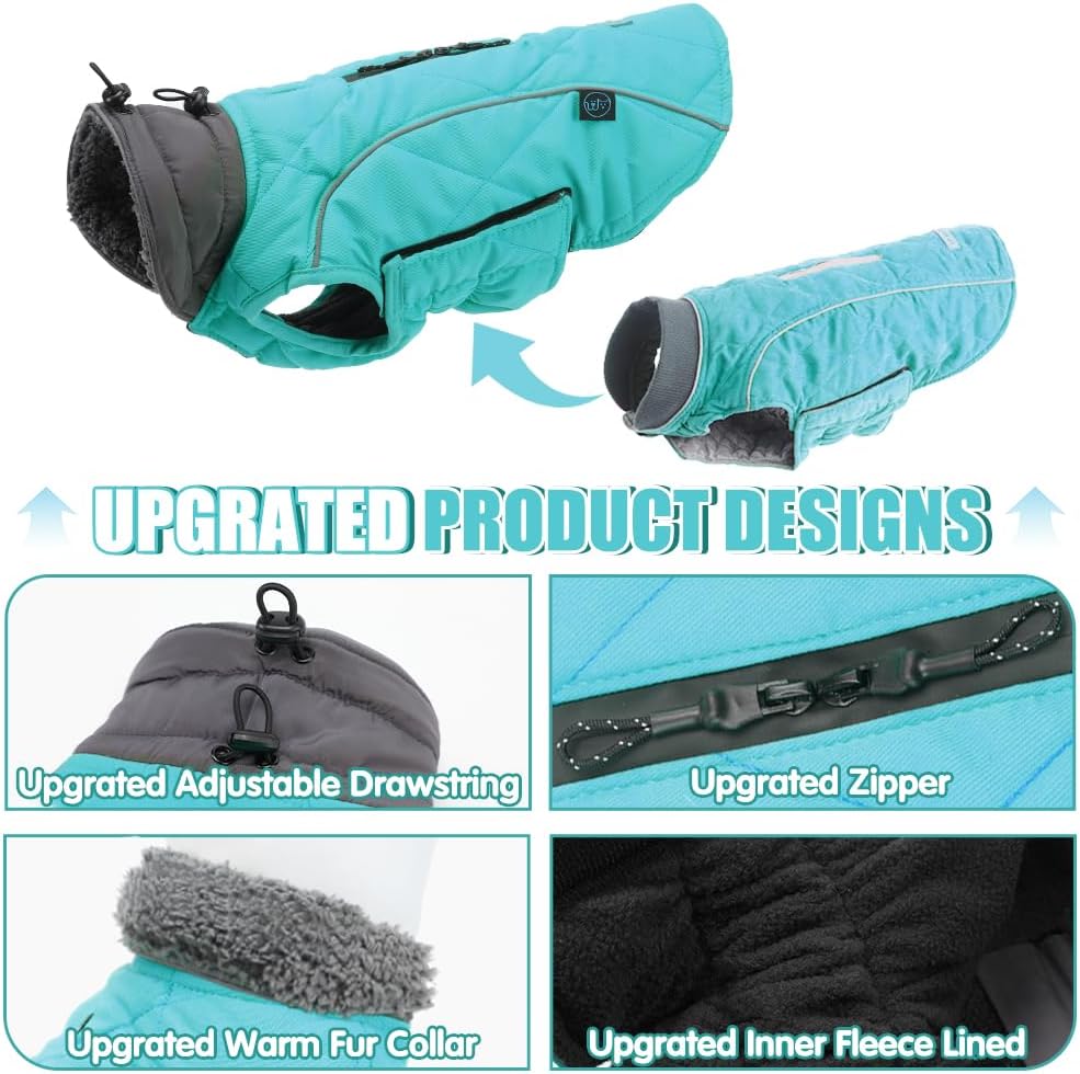 EMUST Winter Dog Coats, Fleece Dog Apparel for Cold Weather, British Style Windproof Warm Dog Jacket for Small Dog Coats for Winter, Dark Blue, XS