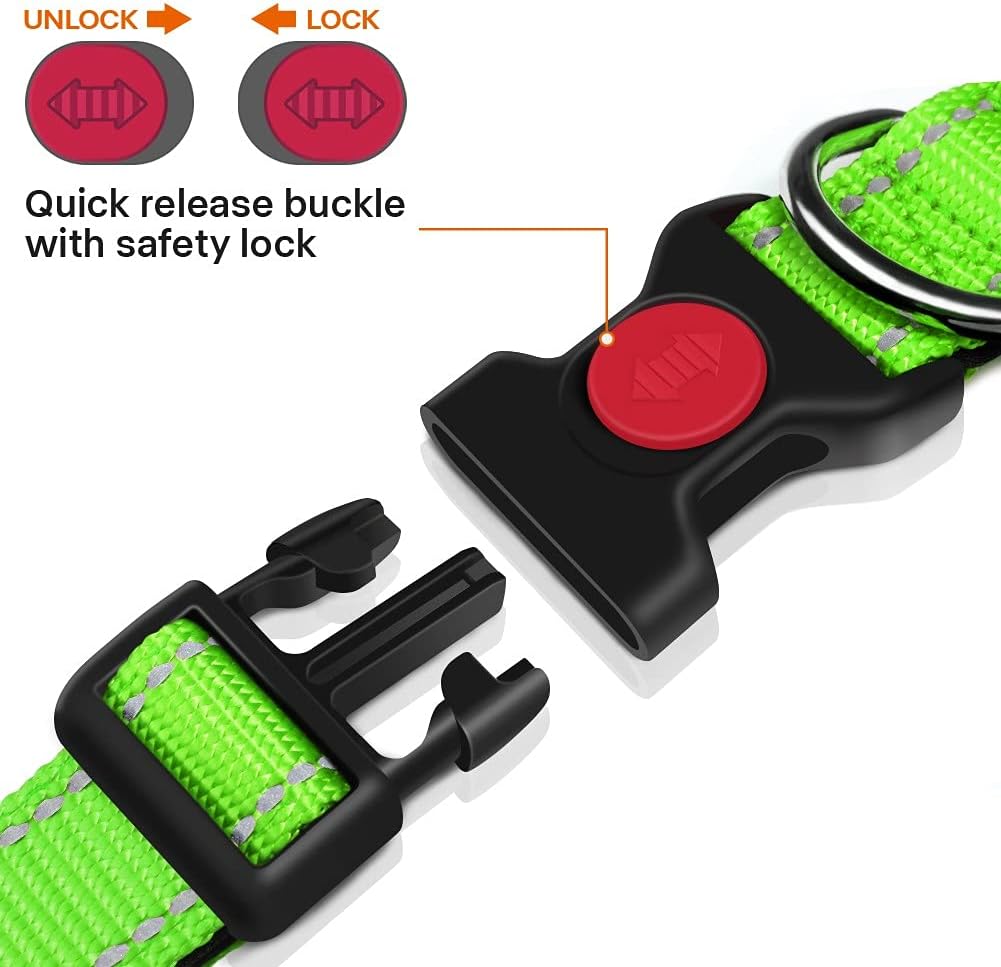 Taglory Reflective Nylon Dog Collar with Safety | ObaPet