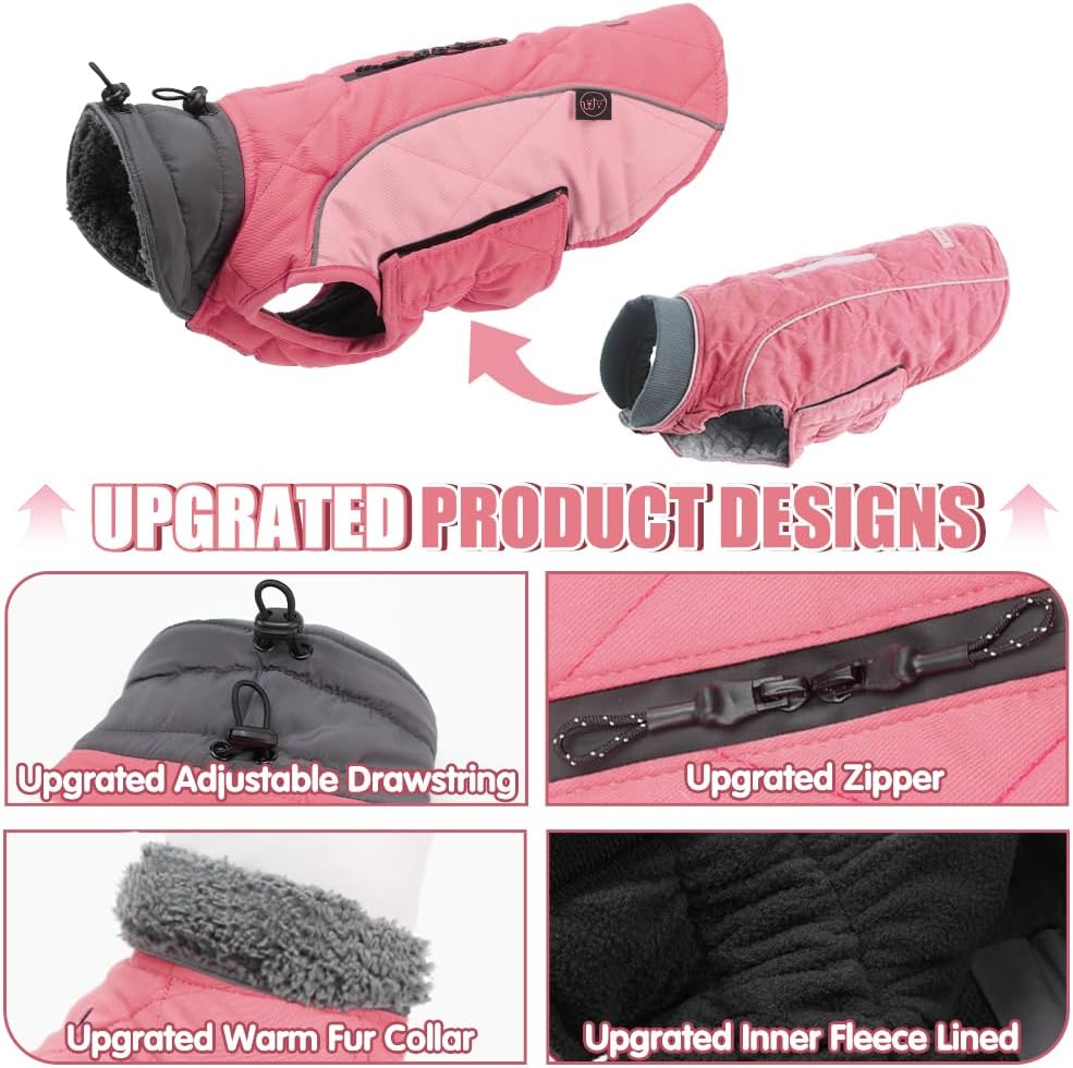 EMUST Winter Dog Coats, Fleece Dog Apparel for Cold Weather, British Style Windproof Warm Dog Jacket for Small Dog Coats for Winter, Dark Blue, XS