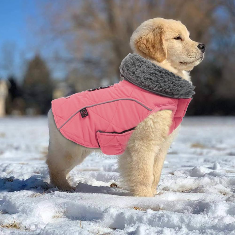EMUST Winter Dog Coats, Fleece Dog Apparel for Cold Weather, British Style Windproof Warm Dog Jacket for Small Dog Coats for Winter, Dark Blue, XS