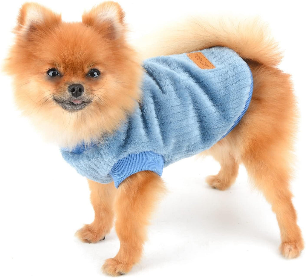 SMALLLEE_LUCKY_STORE Pet Ribbed Fleece Jumpers Pullover Sweatshirt for Small Dogs Cat,Puppy Yorkie Chihuahua Warm Sweater Winter Clothes