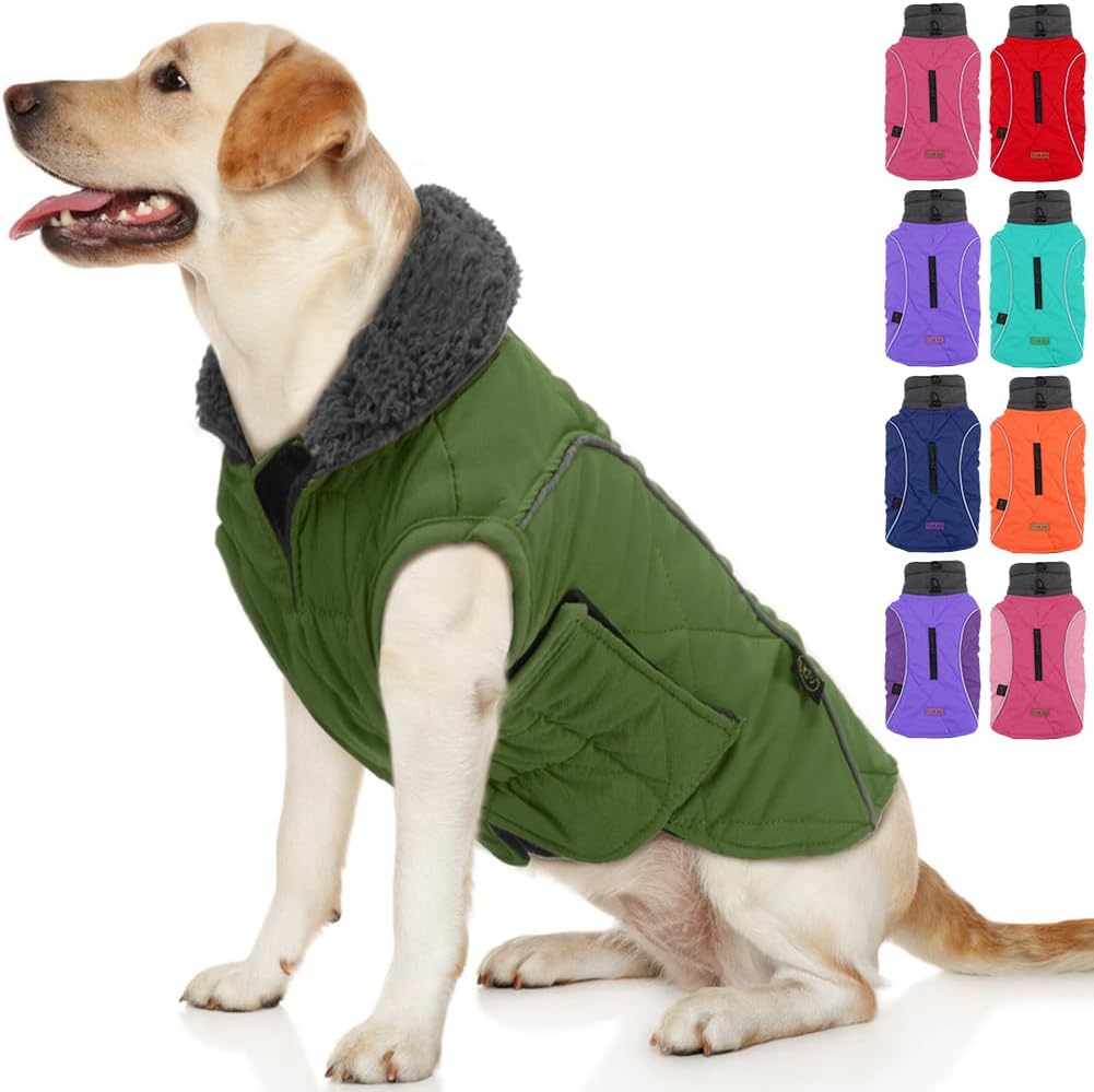 EMUST Winter Dog Coats, Fleece Dog Apparel for Cold Weather, British Style Windproof Warm Dog Jacket for Small Dog Coats for Winter, Dark Blue, XS