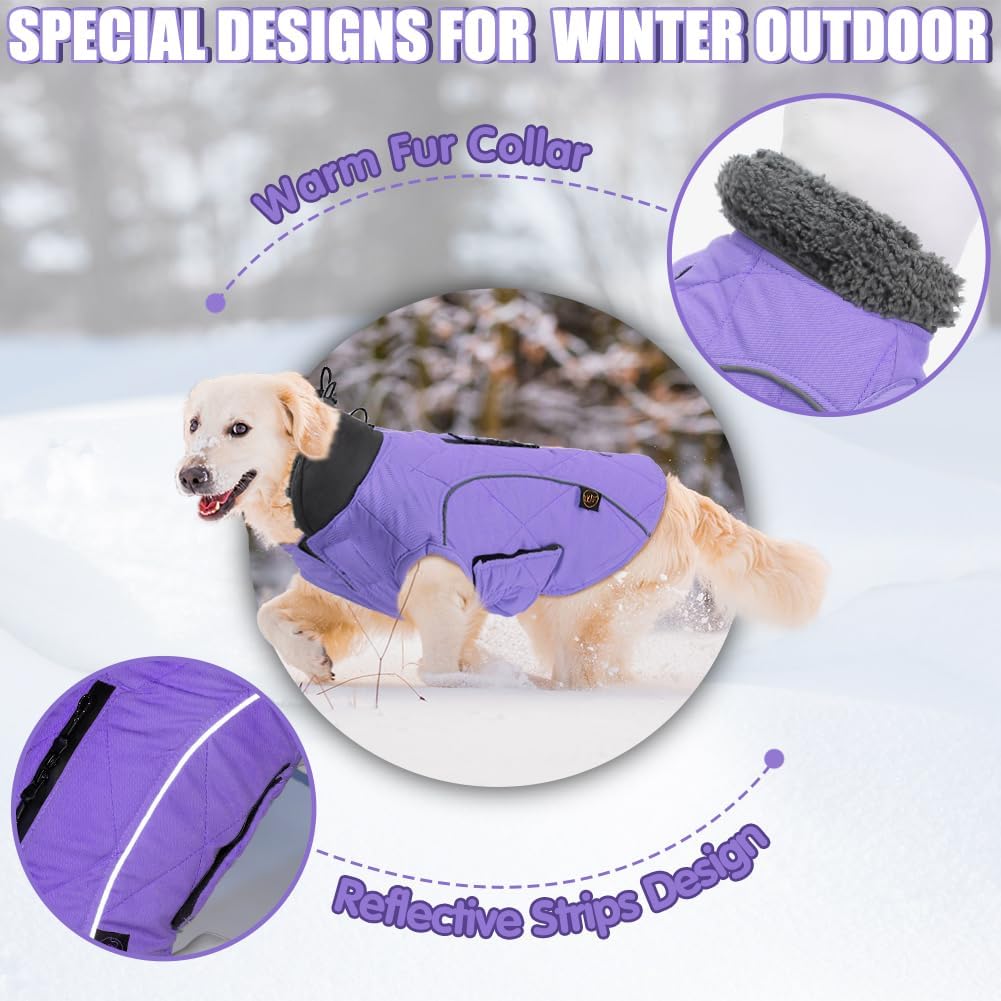 EMUST Winter Dog Coats, Fleece Dog Apparel for Cold Weather, British Style Windproof Warm Dog Jacket for Small Dog Coats for Winter, Dark Blue, XS