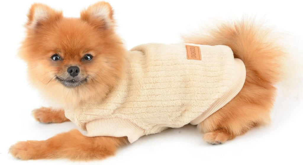 SMALLLEE_LUCKY_STORE Pet Ribbed Fleece Jumpers Pullover Sweatshirt for Small Dogs Cat,Puppy Yorkie Chihuahua Warm Sweater Winter Clothes