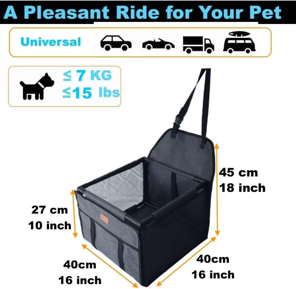GoBuyer Waterproof Pet Dog Car Seat Booster Carrier with Seat Belt Harness Restraint for Puppy Cat Travel (Paw)