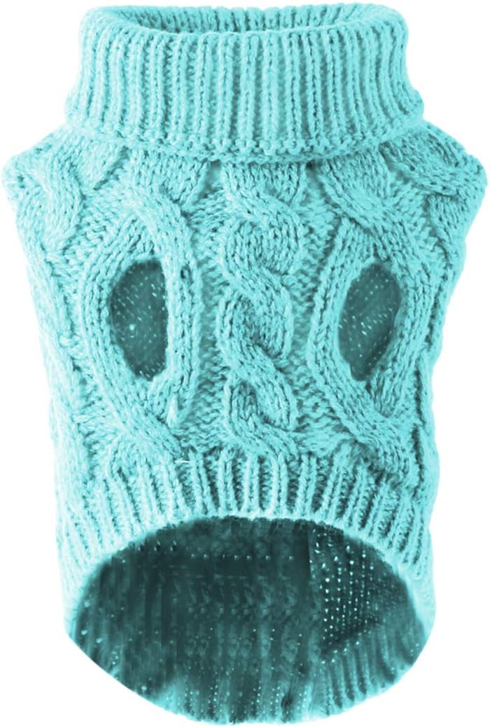 Pet Dog Turtleneck Knitting Sweater Coat Winter Warmer Thickening Pullover Knitwear Crochet Coat Clothes for Small Medium Large Dog Puppy Cat (M, Pink)
