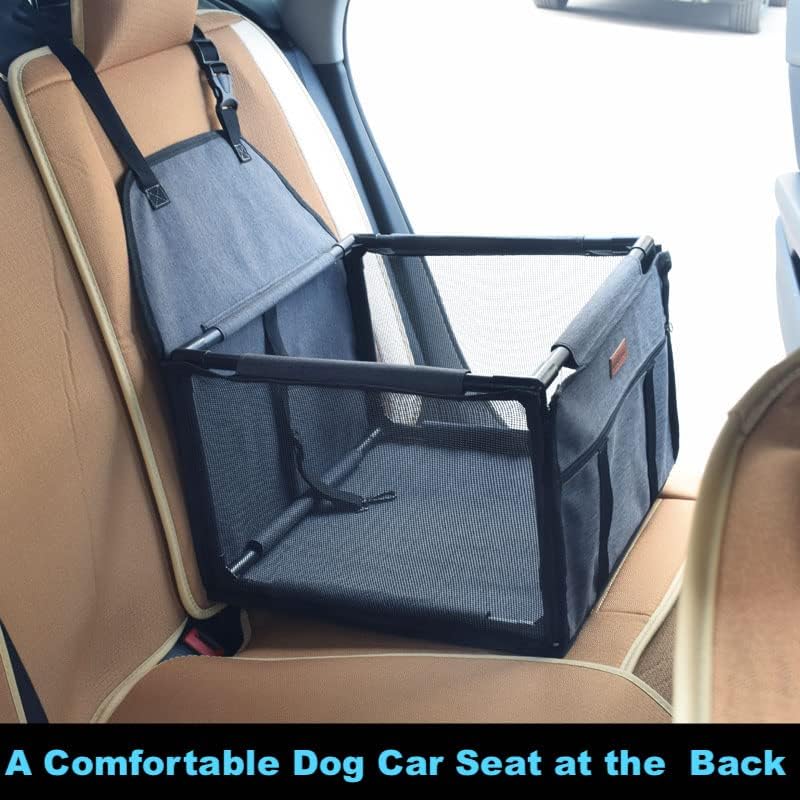 GoBuyer Waterproof Pet Dog Car Seat Booster Carrier with Seat Belt Harness Restraint for Puppy Cat Travel (Paw)