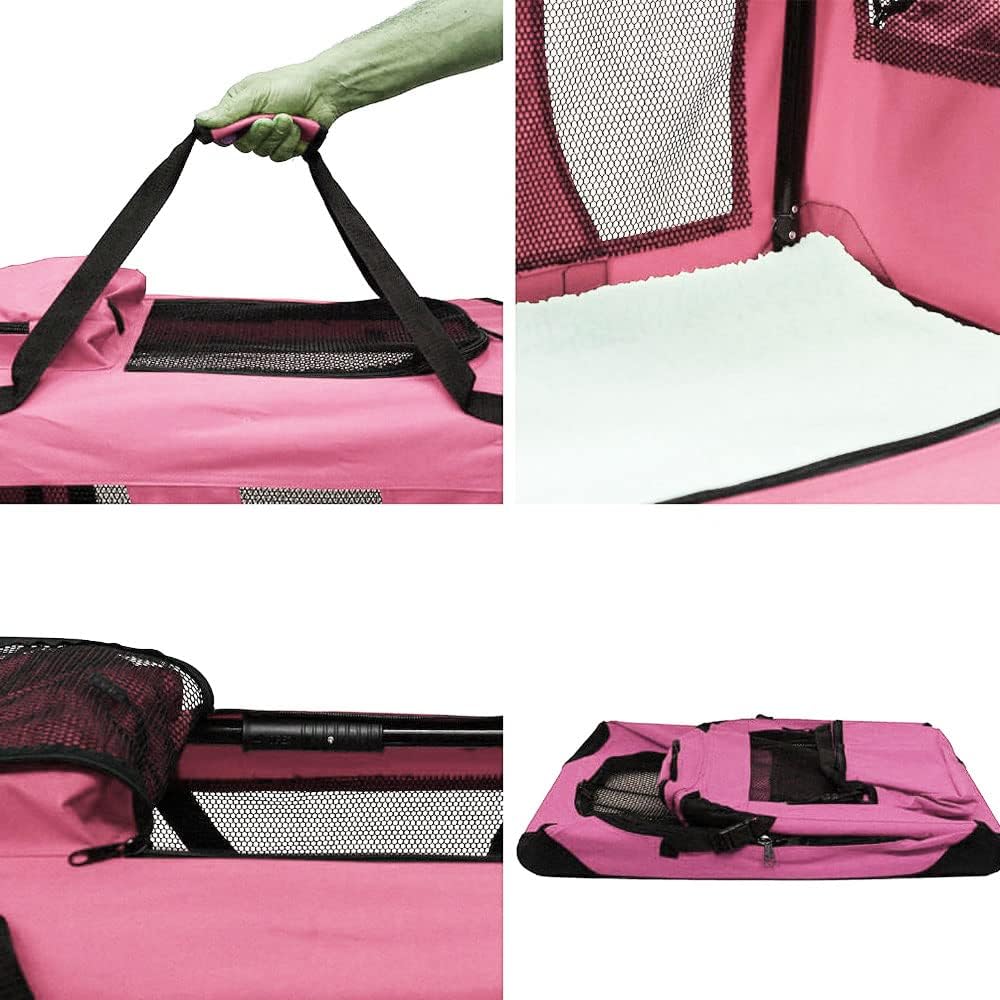 Petbarn Portable Soft Fabric Pet Carrier Folding Dog Cat Puppy Travel Transport Bag (Medium, Grey)