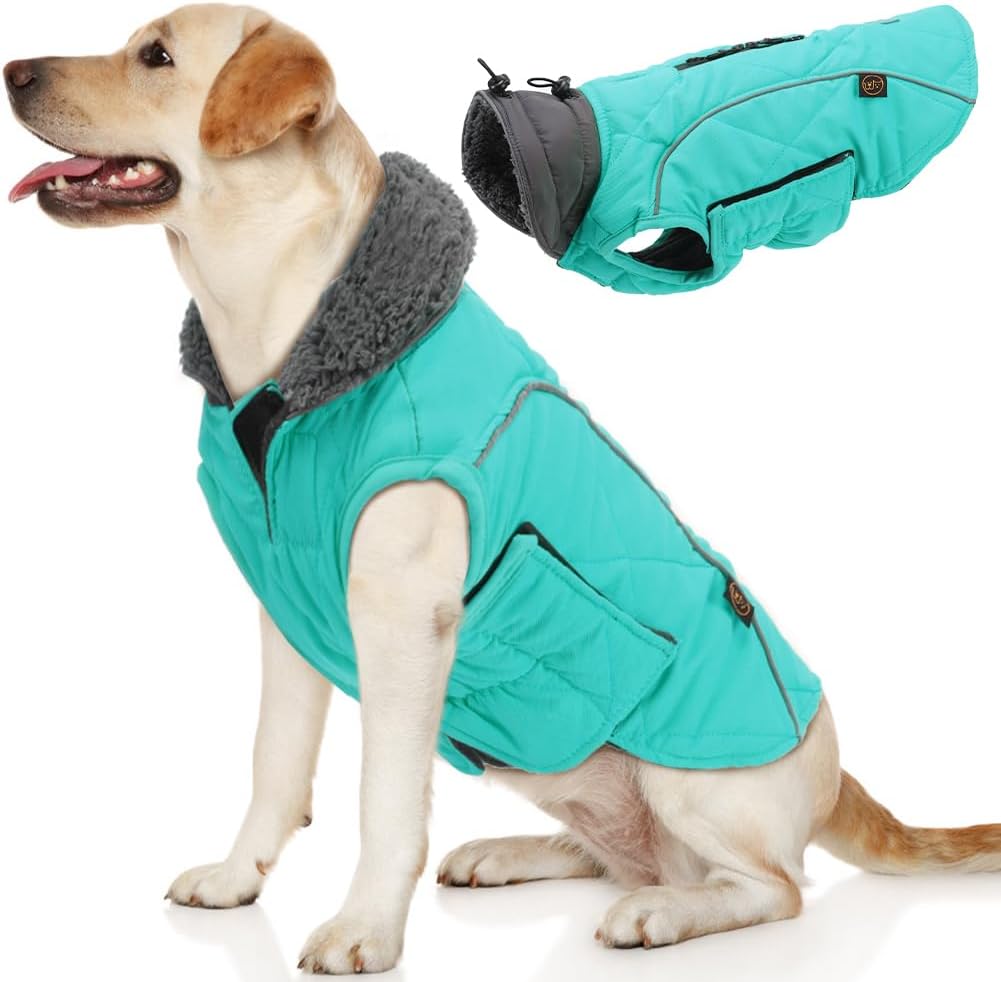 EMUST Winter Dog Coats, Fleece Dog Apparel for Cold Weather, British Style Windproof Warm Dog Jacket for Small Dog Coats for Winter, Dark Blue, XS