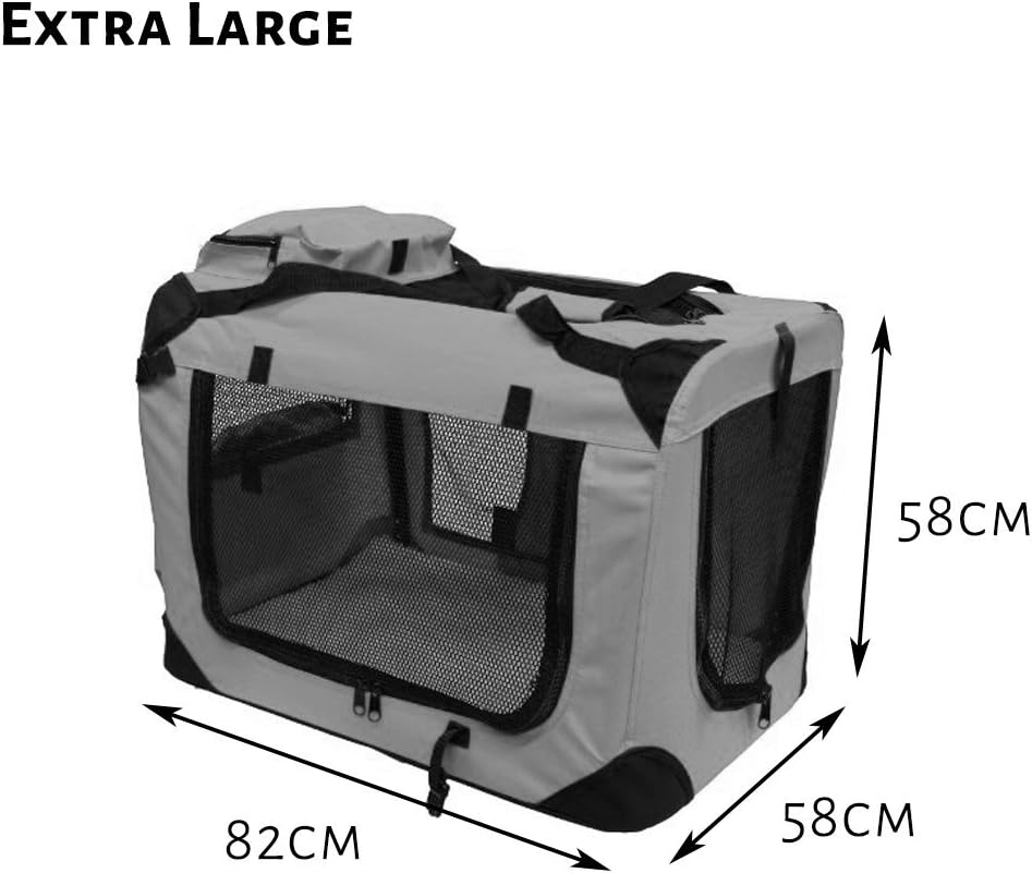 Petbarn Portable Soft Fabric Pet Carrier Folding Dog Cat Puppy Travel Transport Bag (Medium, Grey)