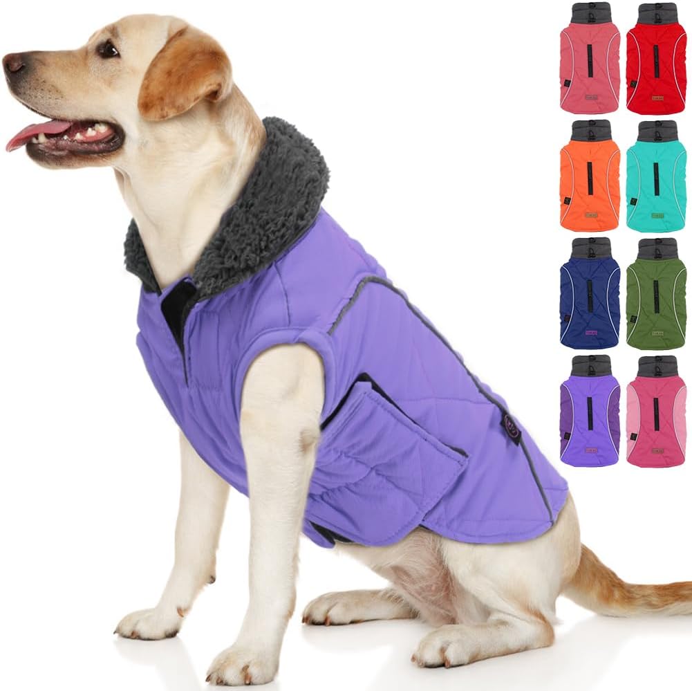 EMUST Winter Dog Coats, Fleece Dog Apparel for Cold Weather, British Style Windproof Warm Dog Jacket for Small Dog Coats for Winter, Dark Blue, XS