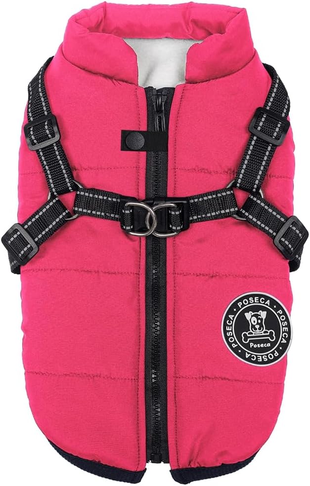 Poseca Dog Clothes for Small Dogs Dog Coat Waterproof Winter Jacket Warm Vest Dog Clothes Dog Coat Warm Winter Dog Jacket with Dog Harness for Small Medium Large Dogs