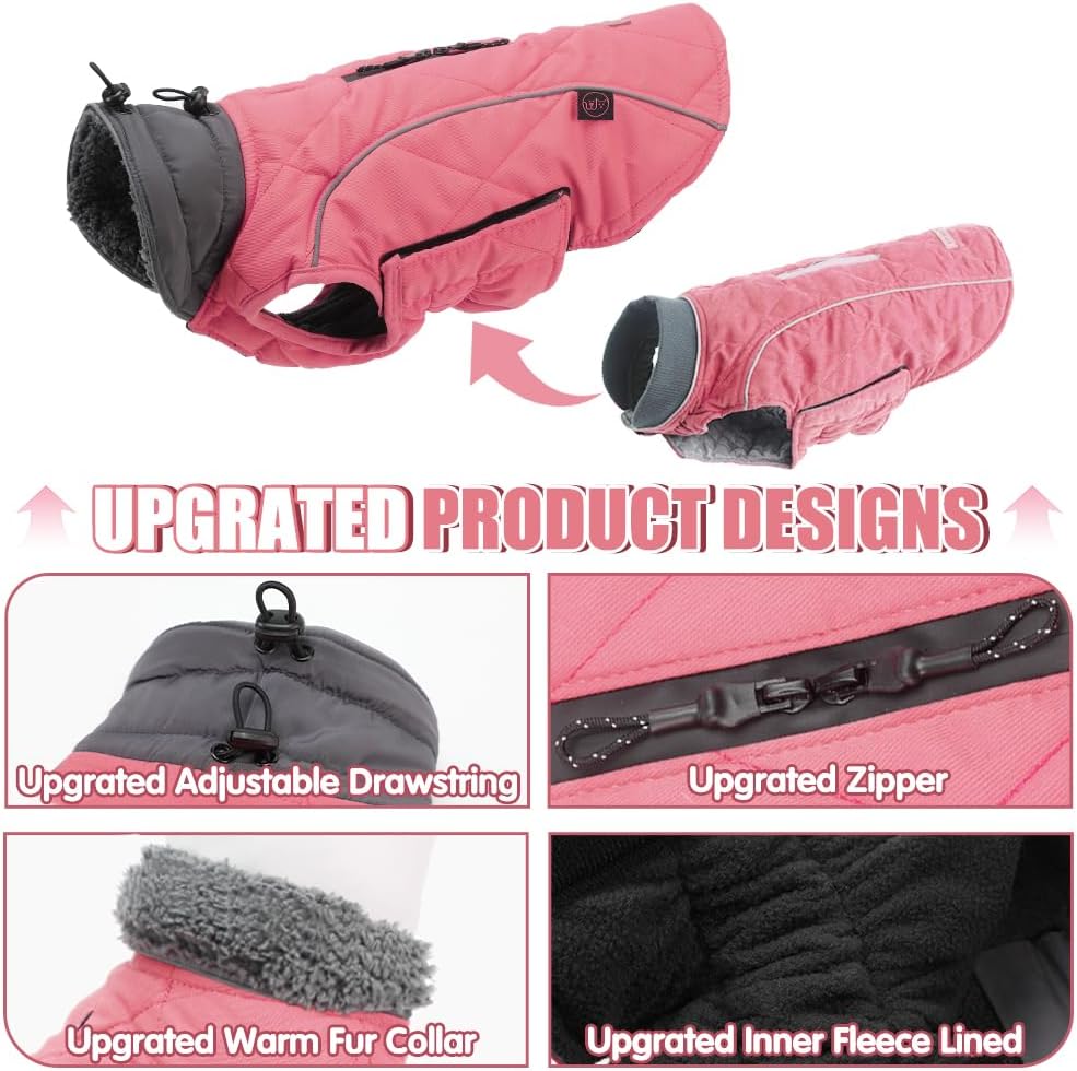 EMUST Winter Dog Coats, Fleece Dog Apparel for Cold Weather, British Style Windproof Warm Dog Jacket for Small Dog Coats for Winter, Dark Blue, XS