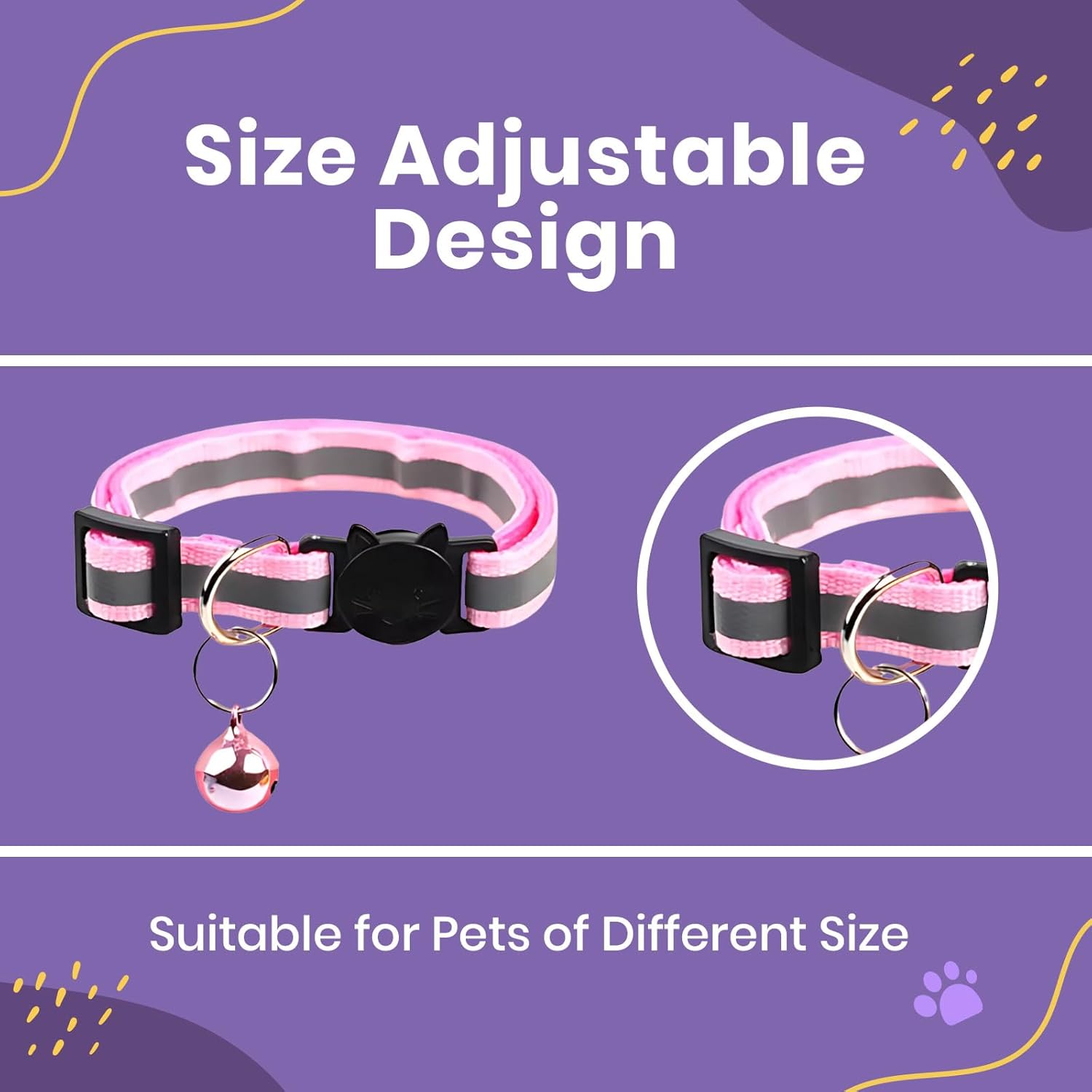 Reflective Cat Collars with Bells- Quick Release | ObaPet