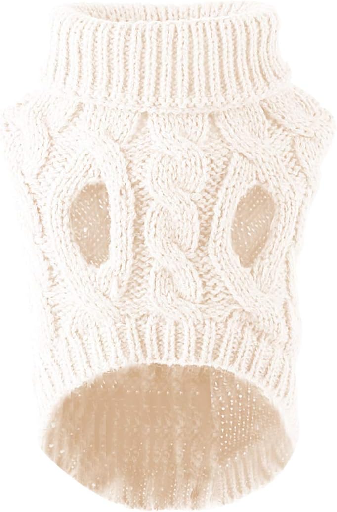 Pet Dog Turtleneck Knitting Sweater Coat Winter Warmer Thickening Pullover Knitwear Crochet Coat Clothes for Small Medium Large Dog Puppy Cat (M, Pink)