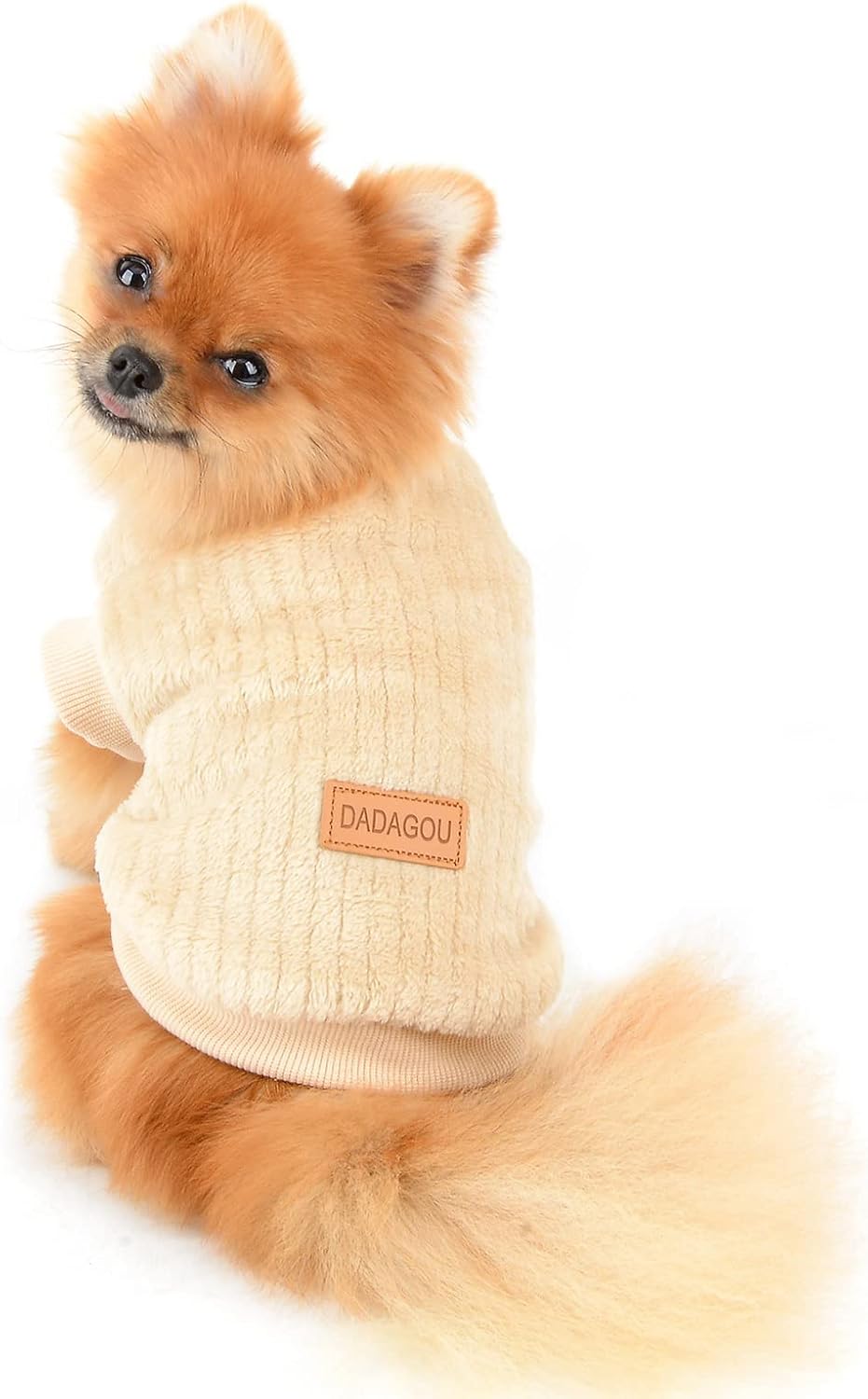 SMALLLEE_LUCKY_STORE Pet Ribbed Fleece Jumpers Pullover Sweatshirt for Small Dogs Cat,Puppy Yorkie Chihuahua Warm Sweater Winter Clothes