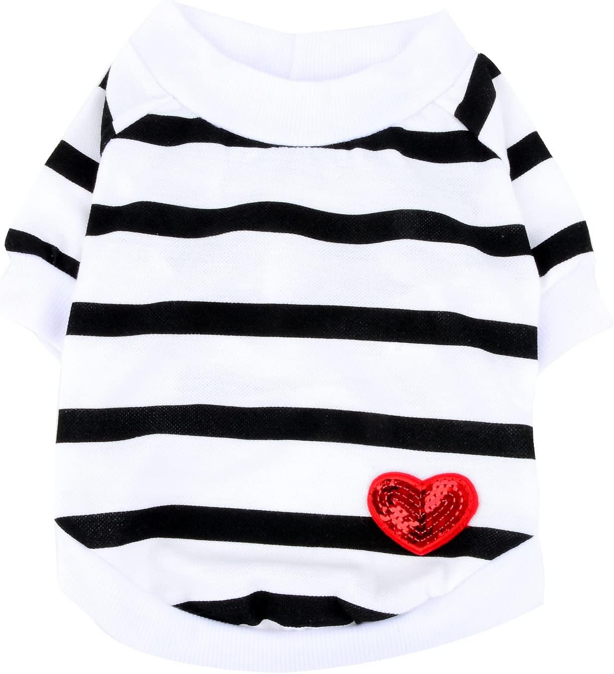 Zunea Dog Shirts for Small Dogs Summer Basic T-Shirt Striped Puppy Clothes Sequins Love Heart Sweatshirt Soft Cotton Short Sleeve Tee Shirt Pet Girl Boy Clothing Pullover Chihuahua Apparel Gray S